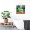 Green Initial W Snowman Wooden Wall Sign with Red Berries and Bells, 12 x 12 in view 4