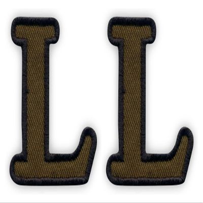 Set of 2 Olive Green Letter L Iron-On Embroidered Patches