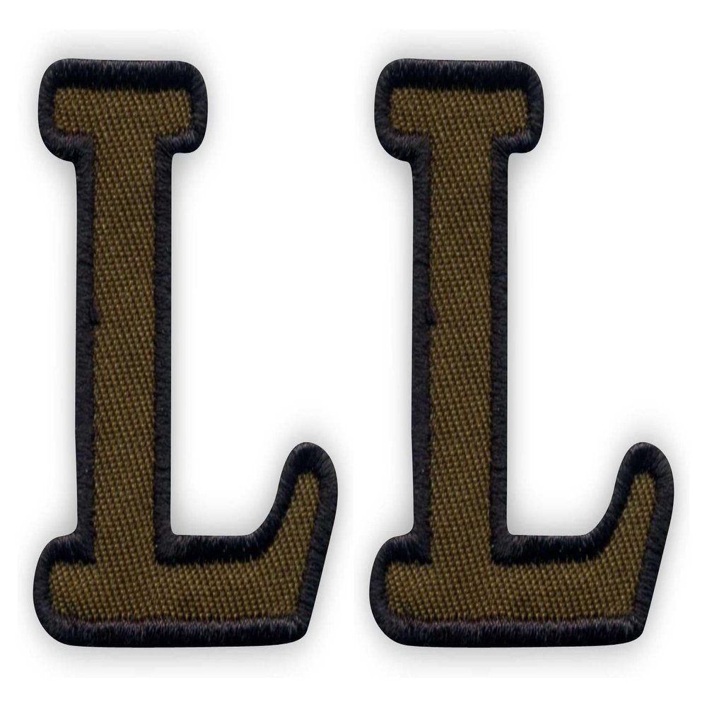 Set of 2 Olive Green Letter L Iron-On Embroidered Patches