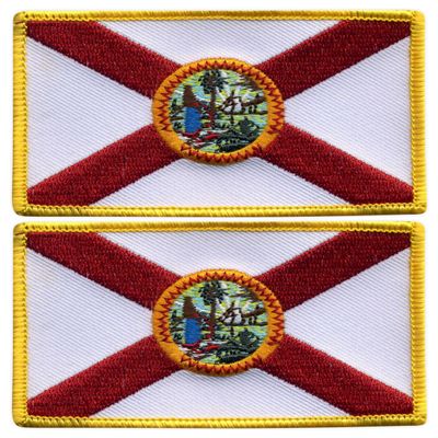 Set of 2 Florida Flag Iron-On Embroidered Patches