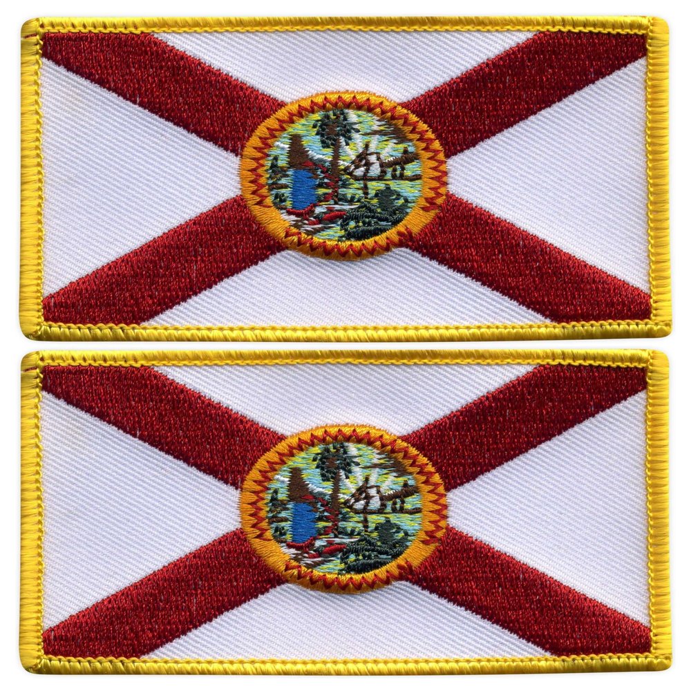 Set of 2 Florida Flag Iron-On Embroidered Patches