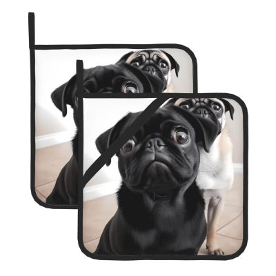 Large Pug Print Potholders, Non-Slip and Heat-Resistant