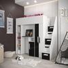 MEBLE KRYSPOL Party 14 Loft Bed for Children and Teens with Storage, Desk, Wardrobe and Bookshelf, 247 x 120 x 165 cm, White/Black view 2