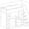 MEBLE KRYSPOL Party 14 Loft Bed for Children and Teens with Storage, Desk, Wardrobe and Bookshelf, 247 x 120 x 165 cm, White/Black view 3