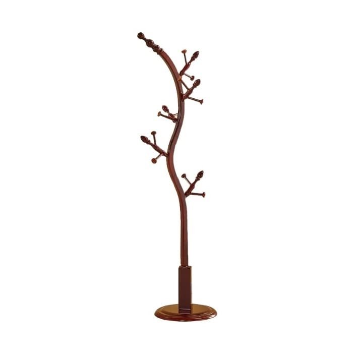 Rotating Wooden Coat Rack with Hooks