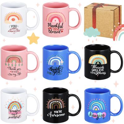 Maxdot Ceramic Coffee Mugs with Handles, 340 ml, Set of 8