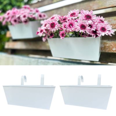 LaLaGreen Large Planter Box (40.6 cm, 2-Pack), White