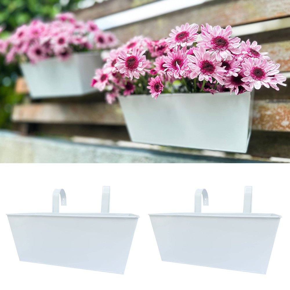 LaLaGreen Large Planter Box (40.6 cm, 2-Pack), White