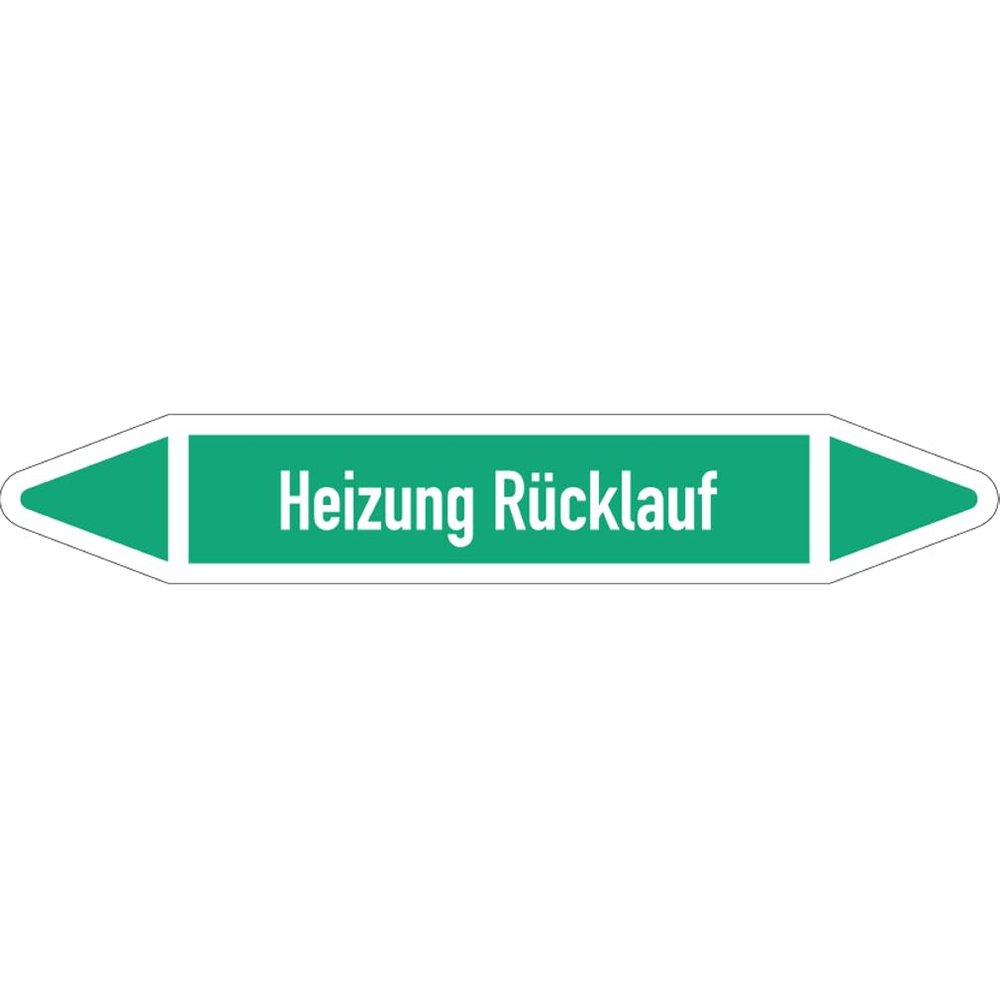 Dreifke RKZ Heating Return Pipe Label, DIN 2403, Green/White, 25–40 mm, 154 × 26 mm, 5-Pack
