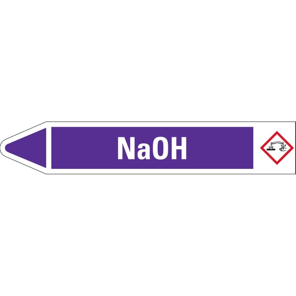 Dreifke NaOH Pipe Label, Left, Violet/White, 96 x 17 mm, 8-Pack