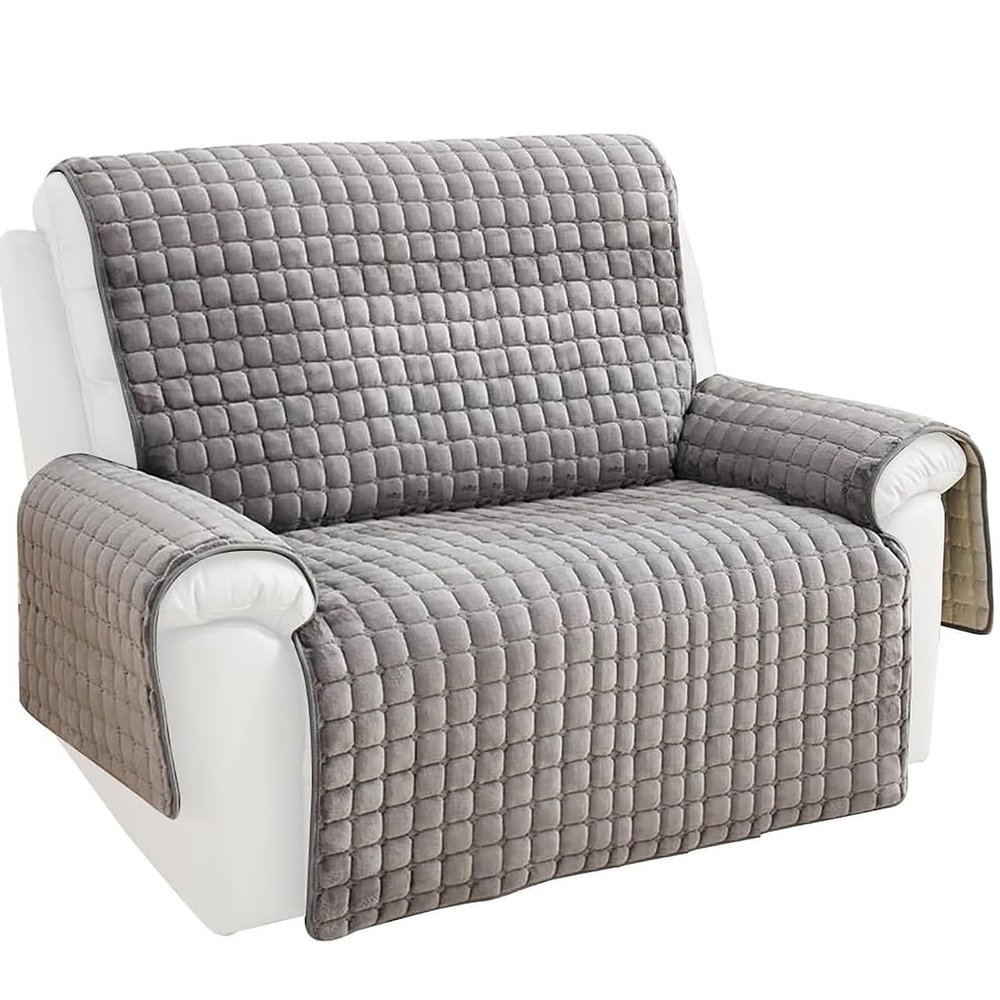 NNSMUN Plush Sofa Cover, Gray, 2-Seat, 116 × 190 cm