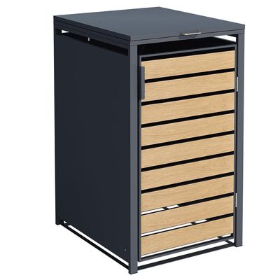 Single-Bin Storage Box, Wood-Look Metal