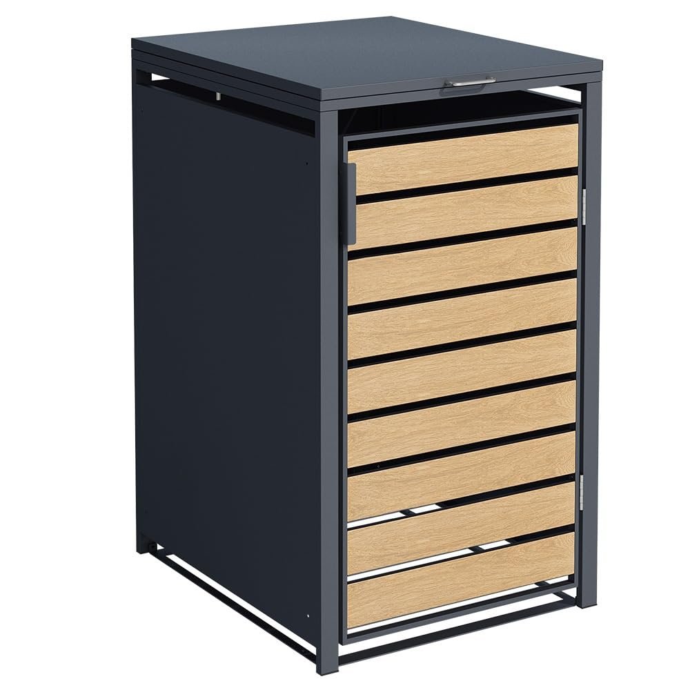 Single-Bin Storage Box, Wood-Look Metal