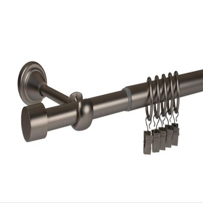 Adjustable Metal Curtain Rod 110–200 cm, Satin, with 15 Rings and Hooks