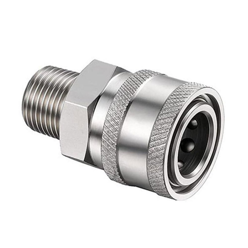lmoikesz Silver 3/8-Inch Pressure Washer Connection Accessory, Stainless Steel Repair Tool, 1 Pc.