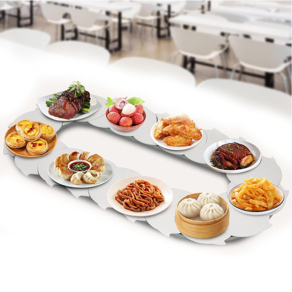 360° Manual Adjustable Rotating Dining Table Lazy Susan, White, 2 m/6.56 ft