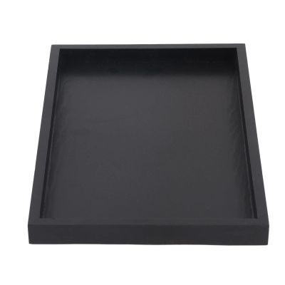 Wooden Tea Tray, Rectangular Solid Wood Serving Tray, Black (30 x 24 cm) (22 x 12 x 2 cm)