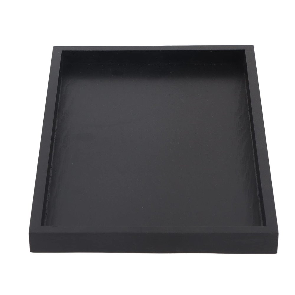Wooden Tea Tray, Rectangular Solid Wood Serving Tray, Black (30 x 24 cm) (22 x 12 x 2 cm)