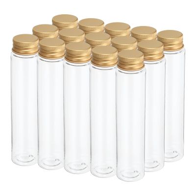 PATIKIL 110 mL Plastic Test Tubes with Screw Caps, 15-Pack, 151 x 34 mm Flat-Bottom Tubes, Gold