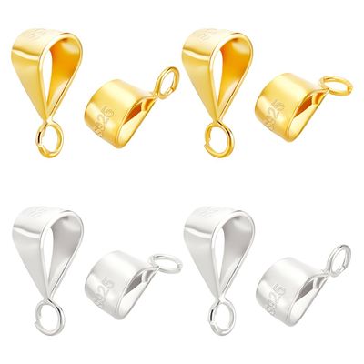 PH PandaHall 8-Piece 925 Sterling Silver Pendant Slide Clasps with Open Rings