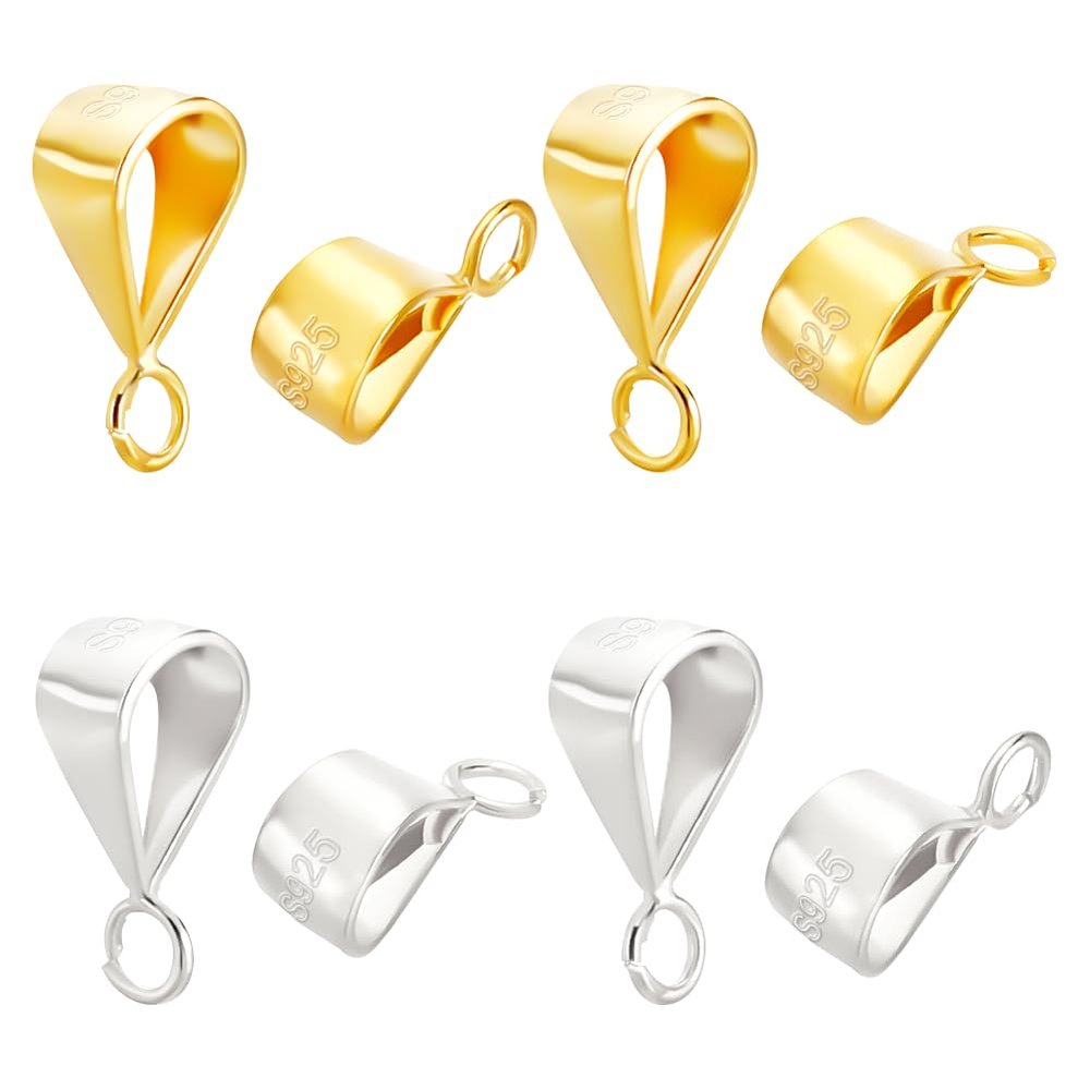 PH PandaHall 8-Piece 925 Sterling Silver Pendant Slide Clasps with Open Rings
