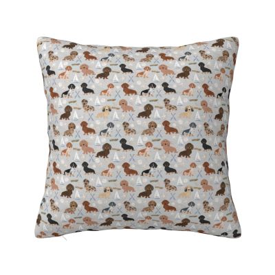 Doxie Coastal Dogs at the Coast Summer Sand Decorative Pillow Cover, 40 x 40 cm