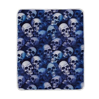 CHIFIGNO Cozy Throw Blanket, Blue-Purple Skulls, 50 x 60 in