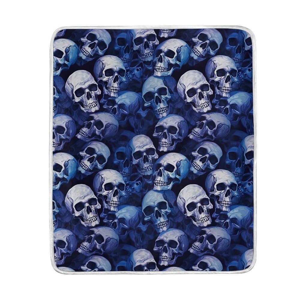 CHIFIGNO Cozy Throw Blanket, Blue-Purple Skulls, 50 x 60 in