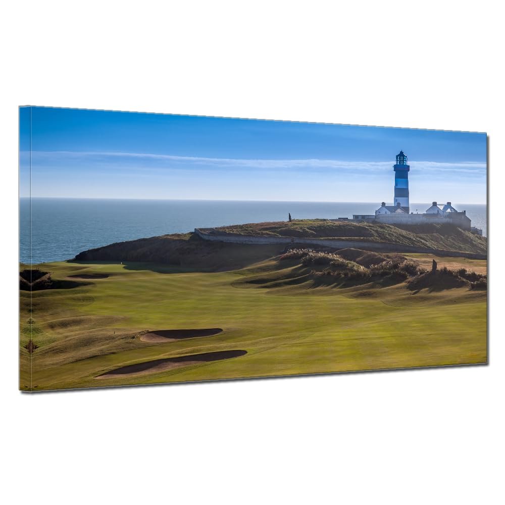 Framed Golf Course Lighthouse Landscape Wall Art, 50.8 x 101.6 cm