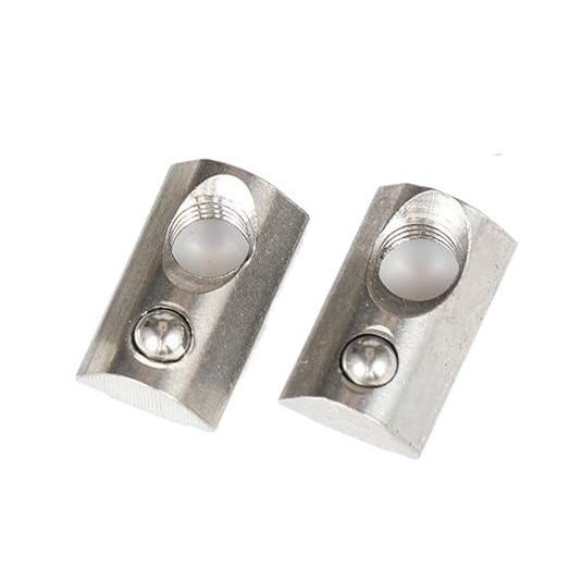 100 T-Slot Nuts with Spring Ball, Series 45, M4/M5/M6/M8, European Standard, Internal Thread, Carbon Steel (Color: 25 pcs; Size: 45-M5)