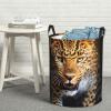 Leopard-Print Laundry Basket with Sturdy Handles, Waterproof and Foldable view 1