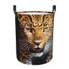 Leopard-Print Laundry Basket with Sturdy Handles, Waterproof and Foldable view 2