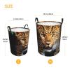 Leopard-Print Laundry Basket with Sturdy Handles, Waterproof and Foldable view 3