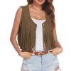 Duohropke Fringe Vest, Soft Brown Cowgirl Vest for Women view 1