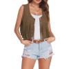 Duohropke Fringe Vest, Soft Brown Cowgirl Vest for Women view 2