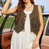 Duohropke Fringe Vest, Soft Brown Cowgirl Vest for Women view 3