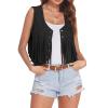 Duohropke Fringe Vest – Soft Brown Sleeveless Cowgirl Vest for Women view 2