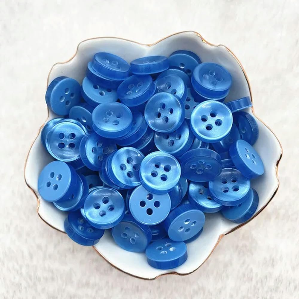 50 12 mm Colored Resin Cat-Eye Buttons, 4-Hole Shell Shape