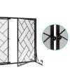 Fireplace Safety Guard with Door, Freestanding Fire Screen, 80 cm High, Decorative Metal Mesh for Indoor Use, Sturdy Fireplace Fence for Babies and Pets, Black/Gold (Black 103 view 3