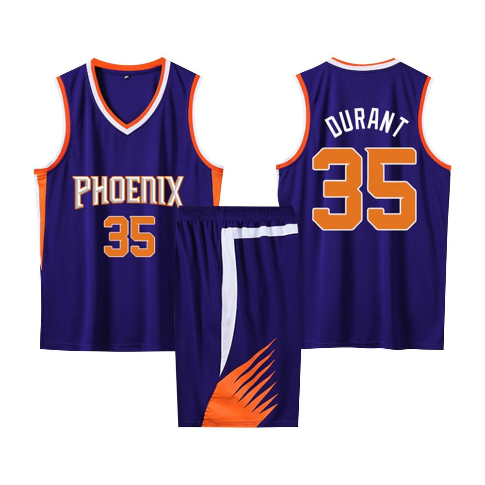 ABRTJCL 2-Piece Basketball Jersey Set for Kids and Adults, Blue, 2XS