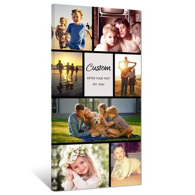 ZXHYWYM Personalized Photo Collage Canvas Print, Custom Multi-Photo and Text Wall Art, Framed, 50 x 100 cm (Image-11)