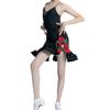 Latin Dance Skirt with Ruffled Split Hem, Leotard and Skirt Outfit for Girls, Ballroom, Samba, Cha-Cha (Black, Size 140) view 2