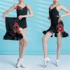 Latin Dance Skirt with Ruffled Split Hem, Leotard and Skirt Outfit for Girls, Ballroom, Samba, Cha-Cha (Black, Size 140) view 4