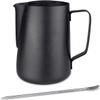 EMSMIL 900 ml Black Stainless Steel Milk Pitcher with Measurement Scale and Latte Art Pen view 1