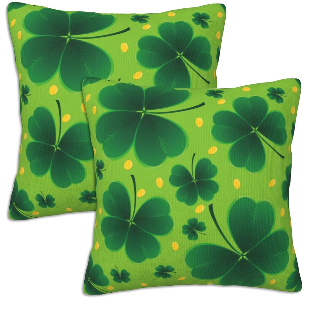 FOISIIAEA St. Patrick's Day Decorative Pillow Covers, Green, 18 x 18 in, 2-Pack