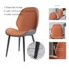 AMYSTY Dining Chair, Orange Faux Leather Upholstered Chair with Backrest and Metal Legs view 2