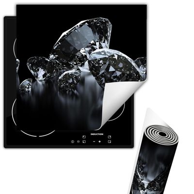 TMK ArtDeko Stove Cover 50 x 52 cm, One-Piece Kitchen Accessory, Cooktop Cover, Ceramic Cooktop and Burner Cover, Induction Cooktop Roll-Up Mat, Black Diamonds