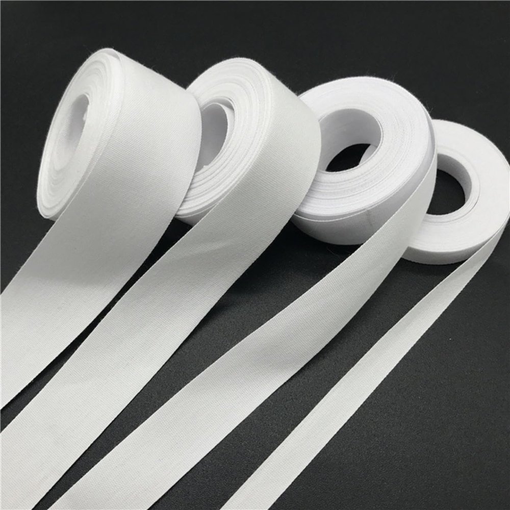 5 Yards/Roll 3–50 mm Cotton Ribbon, Handmade, for Weddings, Christmas Decor, DIY and Sewing, White, 20 mm