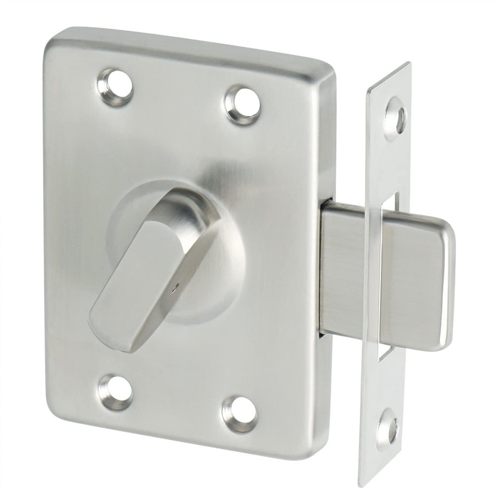 Modern-Style Stainless Steel Anti-Theft Sliding Gate Bolt Lock, Brushed Nickel, 1 Pc.