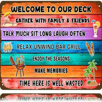 Welcome to Our Deck Vintage Metal Sign, 12 x 16 in